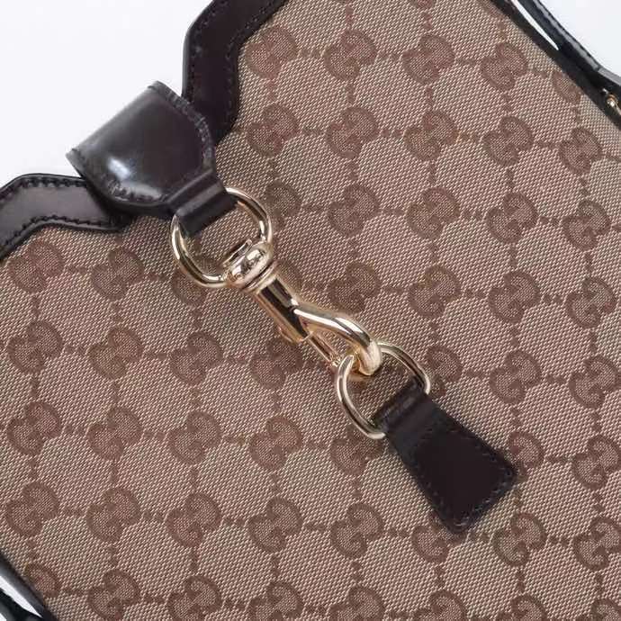 Gucci Women Medium Bucket Shoulder Bag Beige Ebony Original GG Canvas