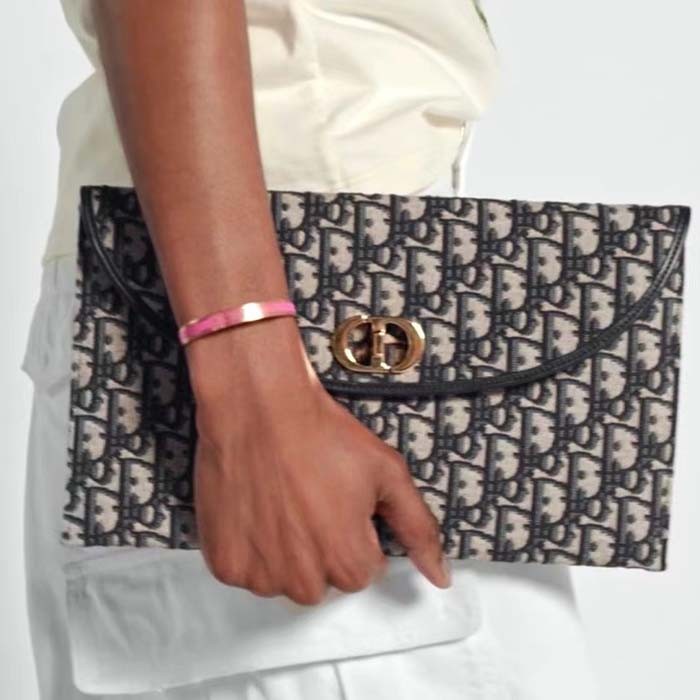 Dior Unisex CD 30 Montaigne Avenue Pouch Flap Blue Dior Oblique Jacquard