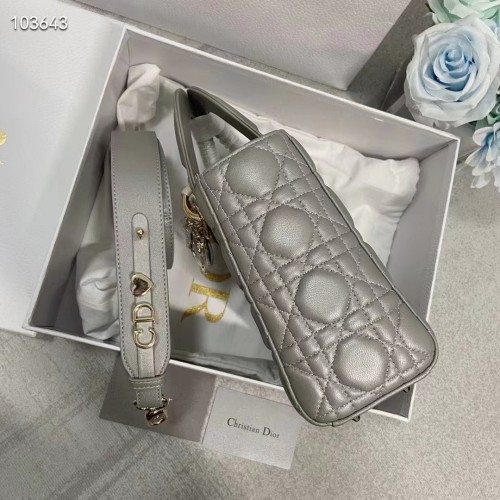 Dior Women Small Lady Dior My Abcdior Bag Steel Gray Cannage Lambskin