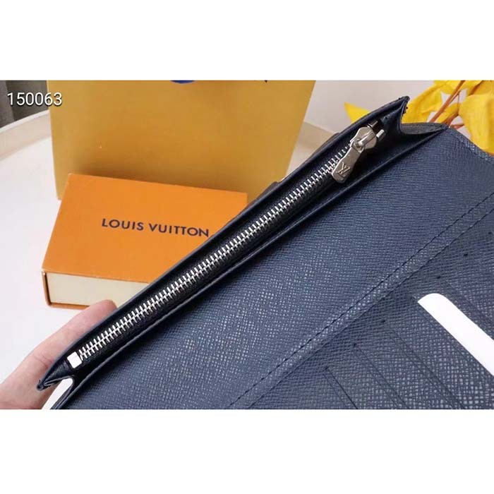 Louis Vuitton LV Unisex Brazza Wallet Taïga Leather Discreetly Stamped LV Initials