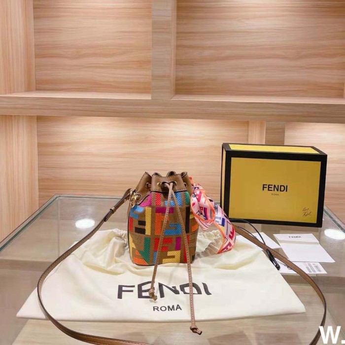 Fendi Women Mon Tresor Multicolor FF Canvas Mini-Bag