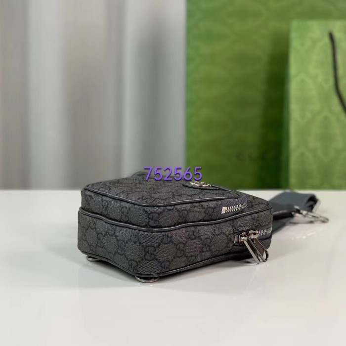 Gucci Unisex Ophidia GG Mini Bag Grey Black GG Supreme Canvas Double G