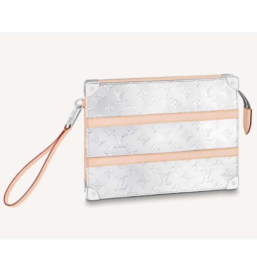Louis Vuitton LV Unisex Trunk Pouch Silver Monogram Mirror Coated Canvas