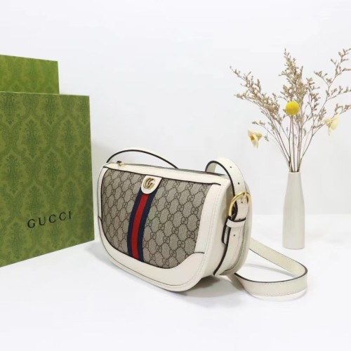 Gucci Unisex GG Ophidia Large Shoulder Bag Beige Ebony GG Supreme Canvas