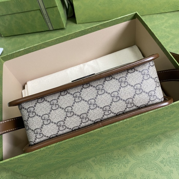 Gucci Unisex Mini Bag Interlocking G Beige Ebony GG Supreme Canvas