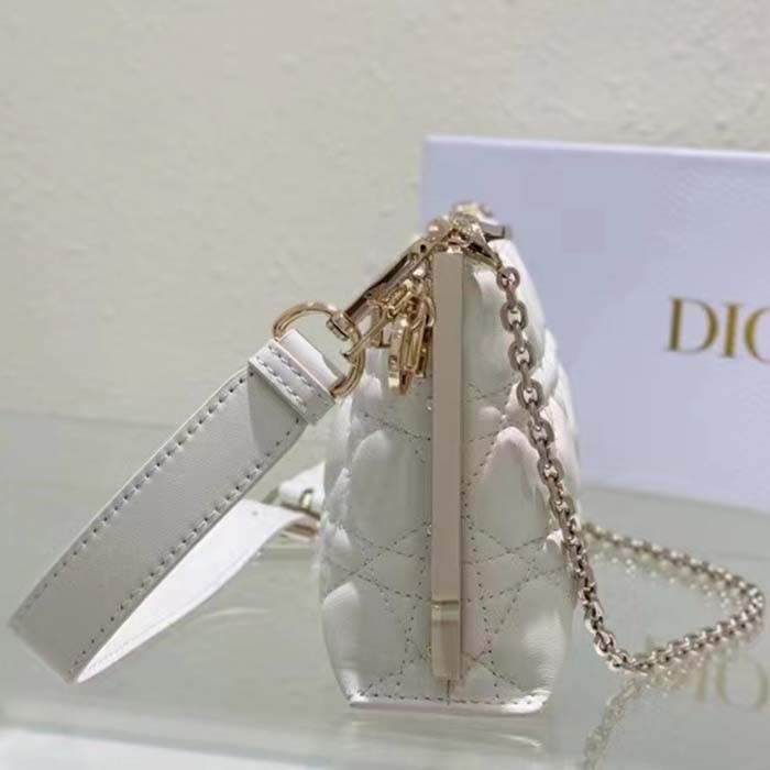 Dior Women CD Dior Club Bag Dusty Ivory Cannage Lambskin