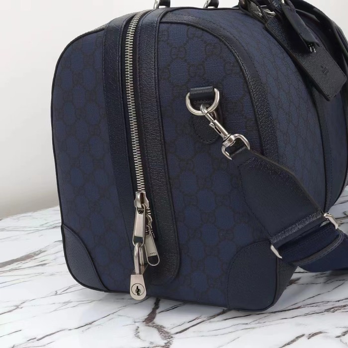 Gucci Unisex GG Savoy Small Duffle Bag Blue Black GG Supreme Canvas