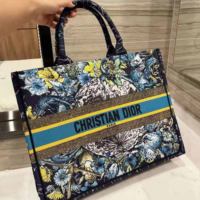 Dior Women Small Dior Book Tote Blue Dior Constellation Embroidery