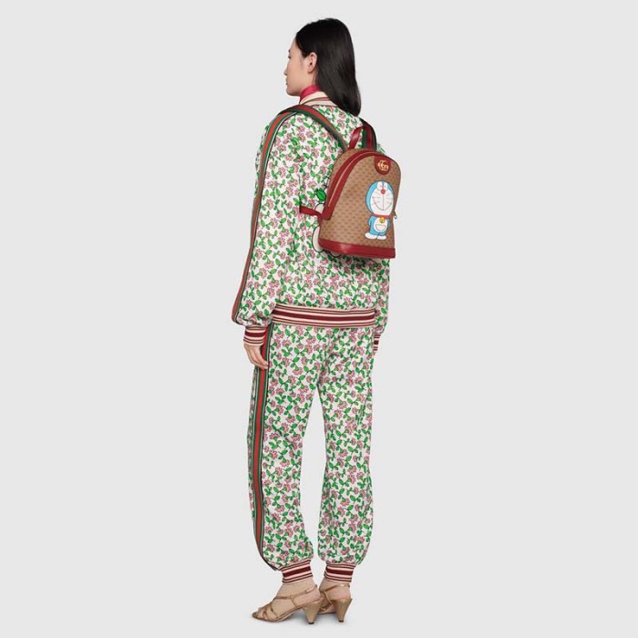 Gucci Unisex Doraemon x Gucci Small Backpack Beige/Ebony Mini GG Supreme Canvas