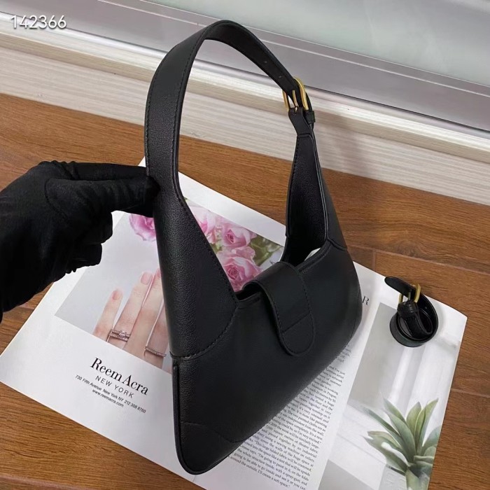 Gucci Women GG Aphrodite Small Shoulder Bag Black Soft Leather Shiny