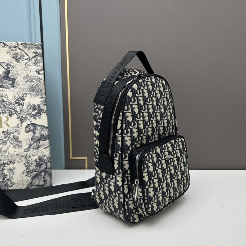 Dior Unisex CD Mini Rider Sling Bag Beige Black Dior Oblique Jacquard