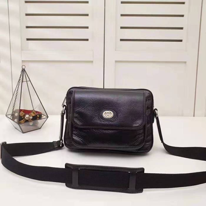 Gucci GG Men Leather Belt Bag in Black Soft Leather