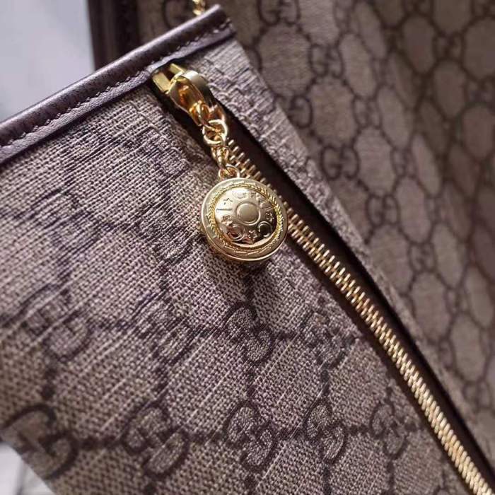 Gucci Women Exclusive Rajah GG Tote in Beige/Ebony GG Supreme Canvas