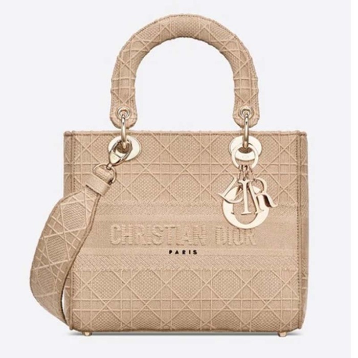 Dior Women Medium Lady D-Lite Bag Cannage Embroidery