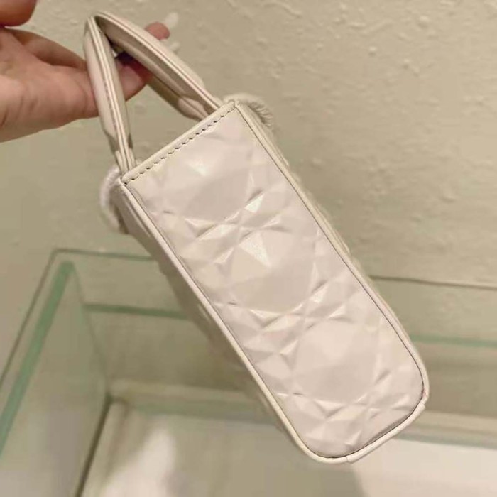 Dior Women Lady D-Joy Bag Latte Cannage Calfskin with Diamond Motif