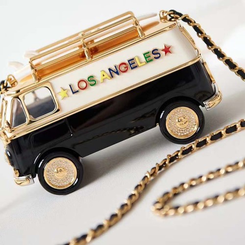 Chanel Women CC Mini Van Minaudiere Plexi Enamel Strass Black