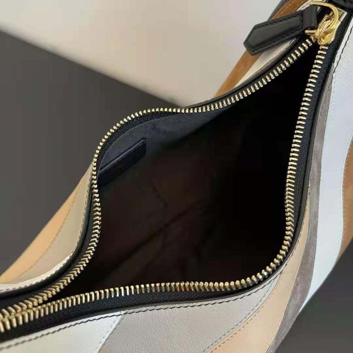 Fendi Women Fendigraphy Small Leather Bag with Beige and Brown Inlay