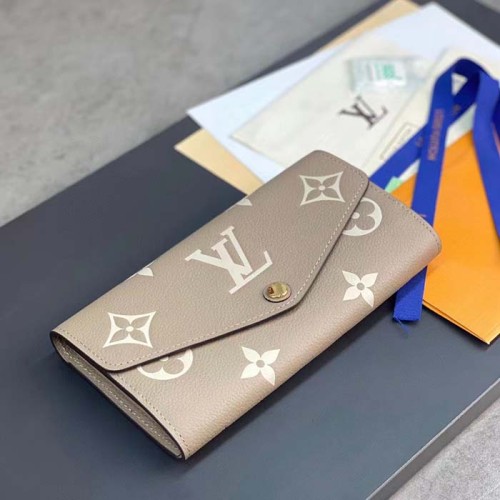 Louis Vuitton LV Unisex Sarah Wallet Cream Monogram Empreinte Embossed Supple Grained Cowhide Leather