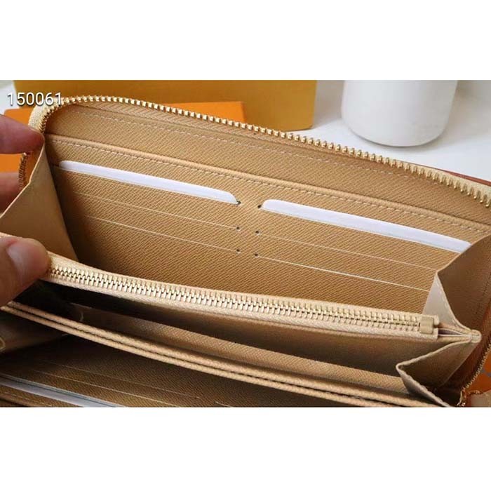Louis Vuitton LV Unisex Zippy Wallet Beige Monogram Coated Canvas Calf Leather