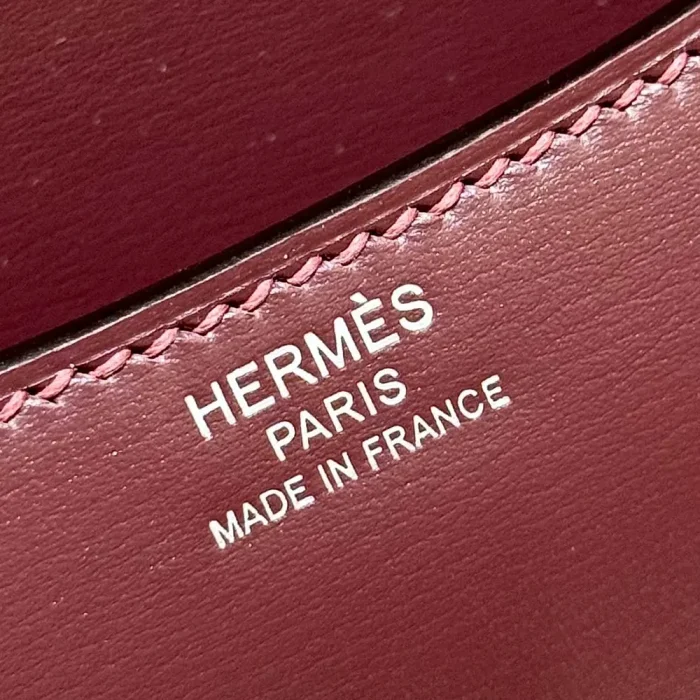 Hermes Women Constance 24 Bag Box Leather-Maroon/Silver