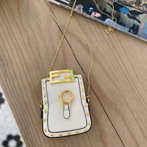 Fendi Women Nano Baguette White Nappa Leather Charm