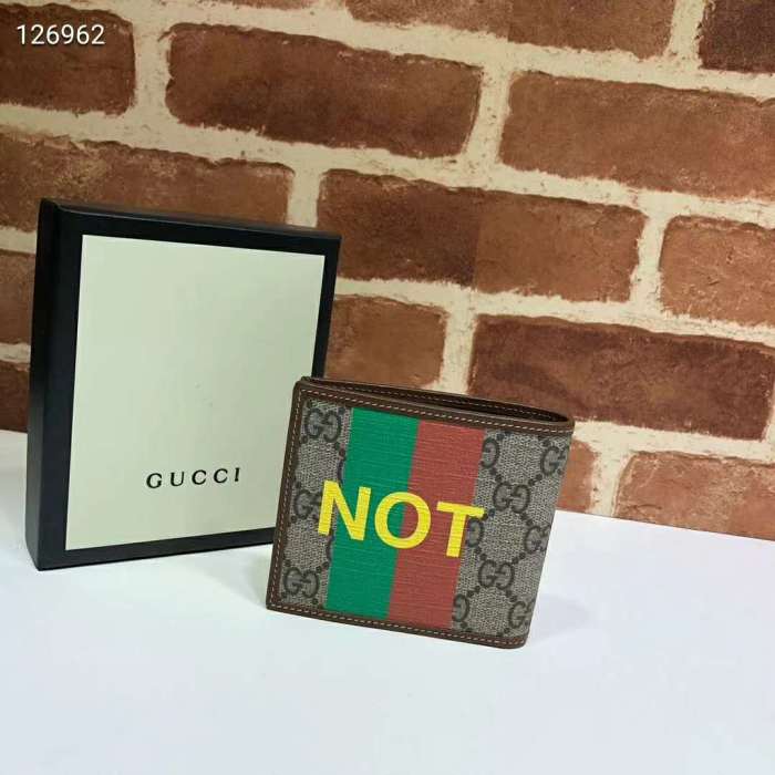 Gucci Unisex 'Fake/Not' Print Billfold Wallet GG Supreme Canvas