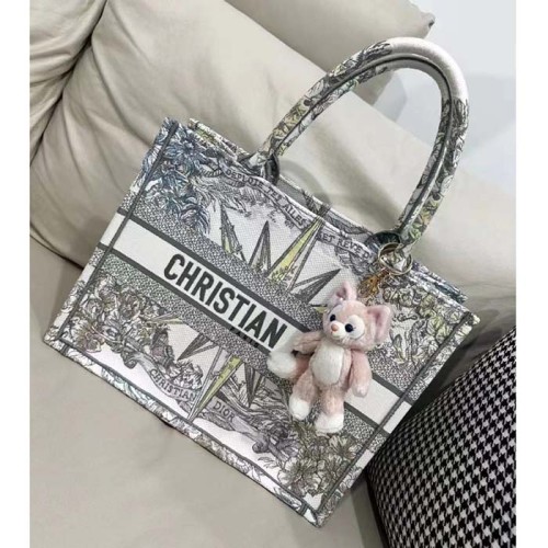 Dior Women CD Large Book Tote White Multicolor Rêve D'Infini Embroidery