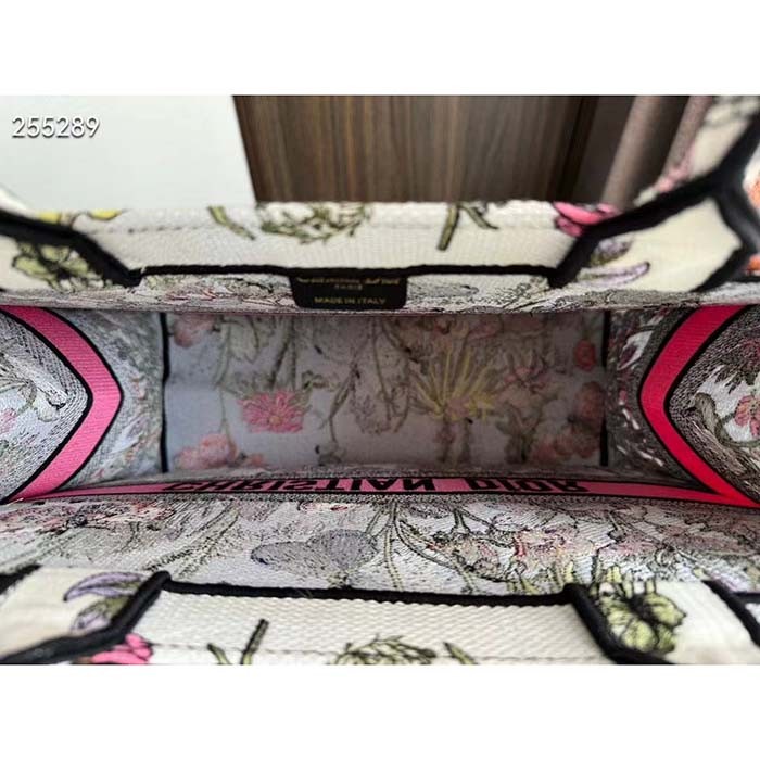 Dior Women CD Medium Book Tote White Multicolor Mexico Millefiori Embroidery