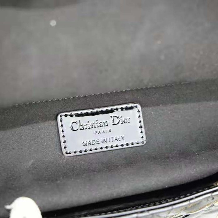 Dior Women Large Lady Dior Bag Black Patent Cannage Calfskin
