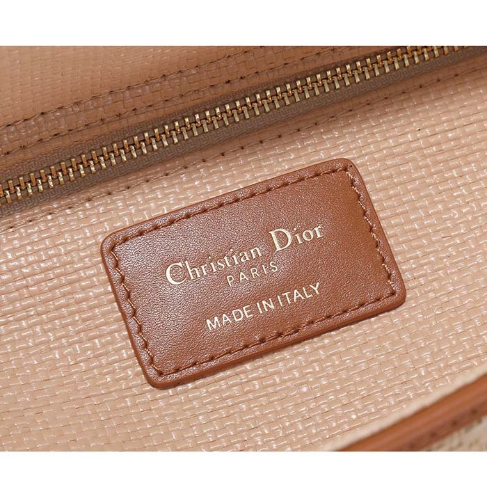 Dior Women CD Medium Lady Dior Handbag Natural Cannage Raffia