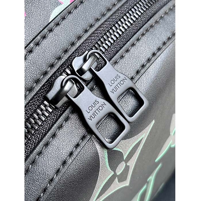 Louis Vuitton LV Unisex Comet Backpack Black Borealis Calf Leather Cowhide Double Zip