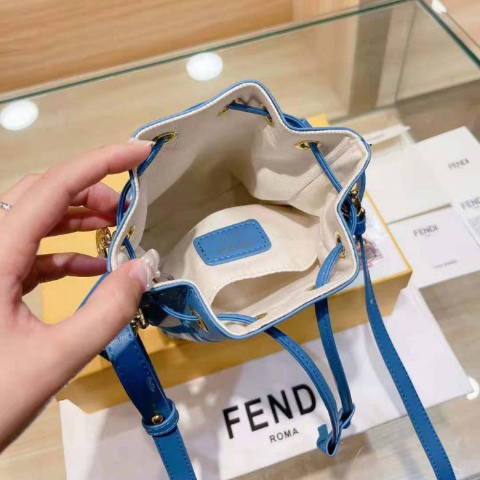 Fendi Women Mon Tresor Glazed Canvas Mini-Bag-Blue