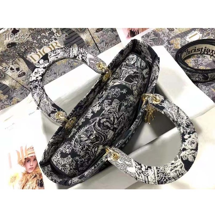 Dior Unisex Small Dior Book Tote Blue Toile De Jouy Embroidery