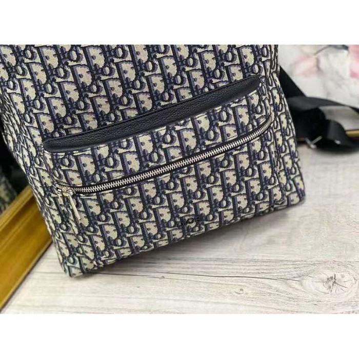 Dior Unisex Rider Backpack Beige and Black Dior Oblique Jacquard