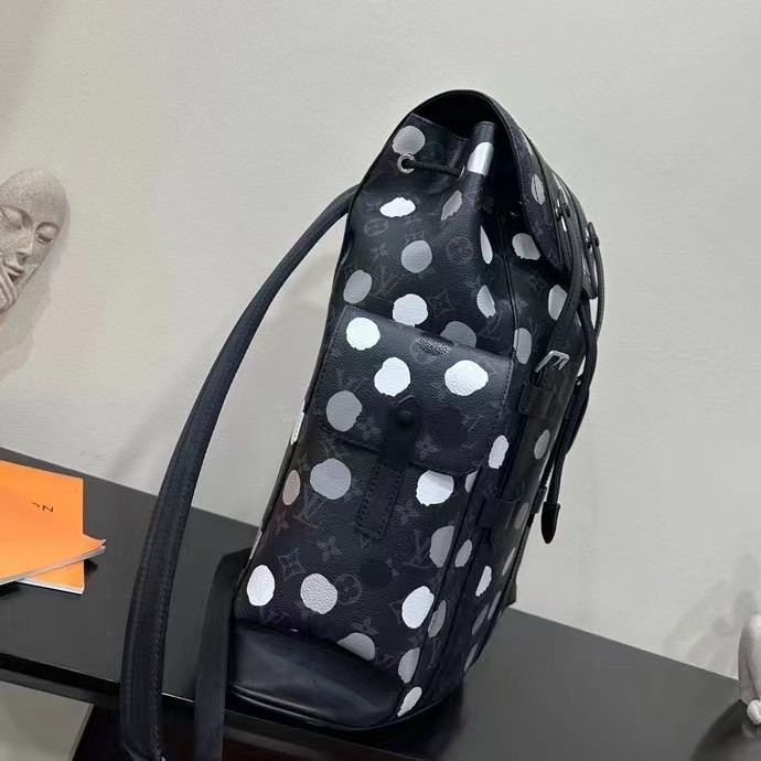 Louis Vuitton LV Unisex Christopher MM Backpack Black Silver Monogram Eclipse Coated Canvas