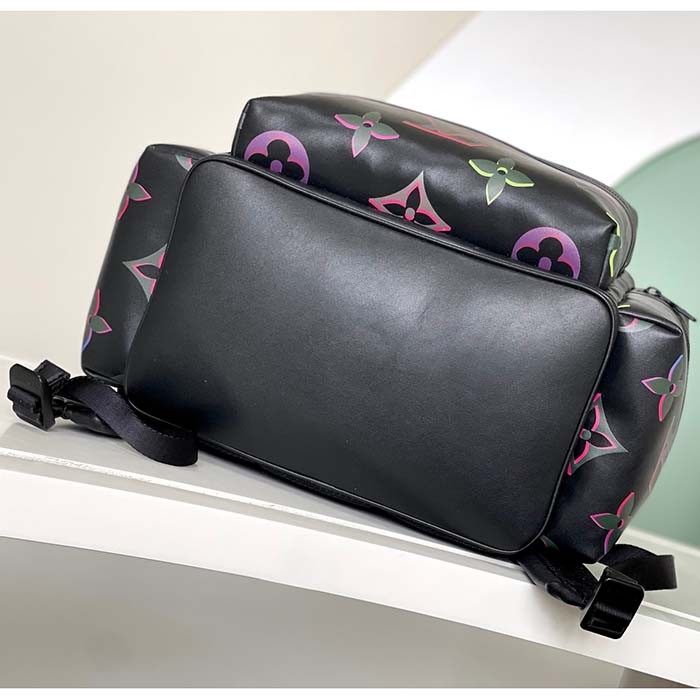 Louis Vuitton LV Unisex Comet Backpack Black Borealis Calf Leather Cowhide Double Zip