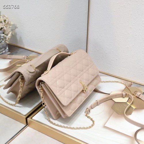 Dior Women CD Miss Dior Top Handle Bag Melocoton Biscuit Cannage Lambskin