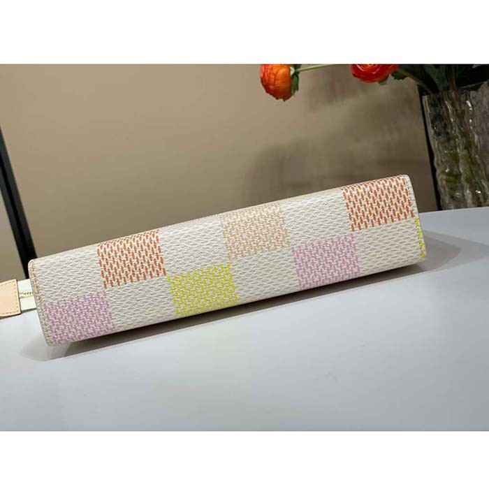 Louis Vuitton LV Unisex Toilet Pouch Peach Damierlicious Coated Canvas N40740