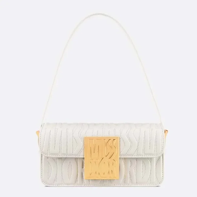 Dior Women Miss Dior Flap Bag Latte Quilted Miss Dior Allover Calfskin