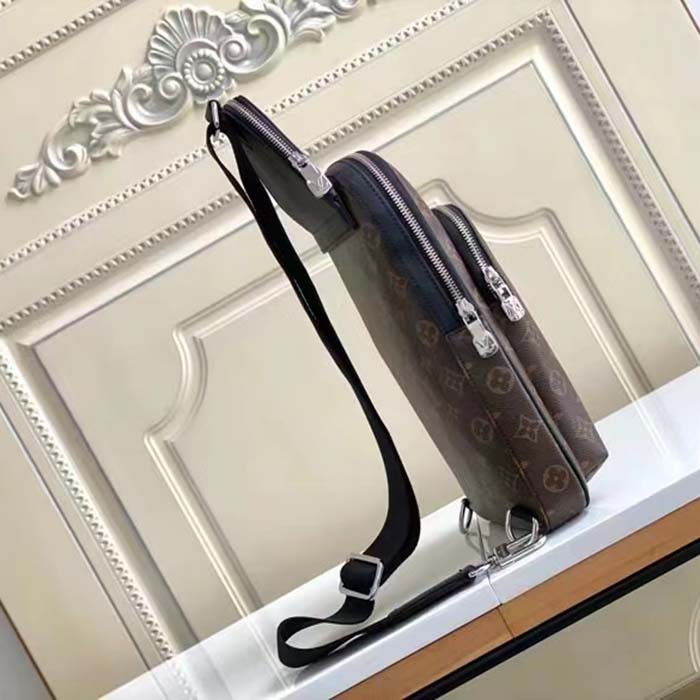 Louis Vuitton LV Unisex Avenue Sling Bag Brown Monogram Macassar Coated Canvas Cowhide