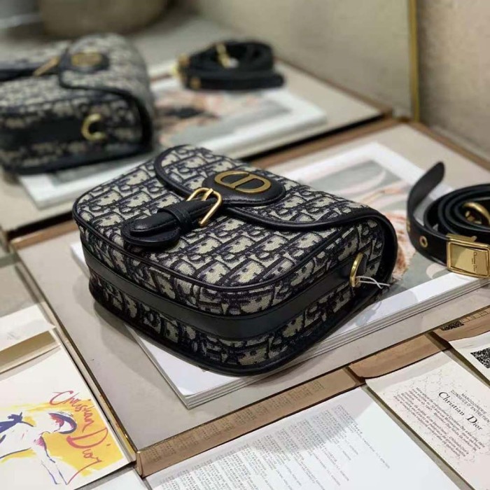 Dior Women Small Dior Bobby Bag Blue Dior Oblique Jacquard