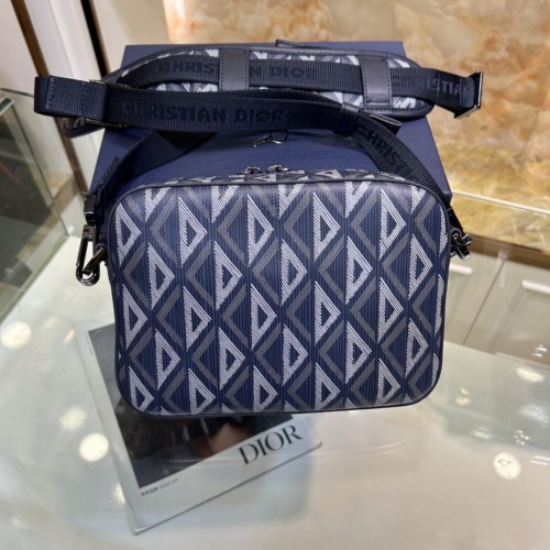 Dior Unisex CD Safari Bag Strap Navy Blue CD Diamond Canvas