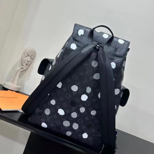 Louis Vuitton LV Unisex Christopher MM Backpack Black Silver Monogram Eclipse Coated Canvas