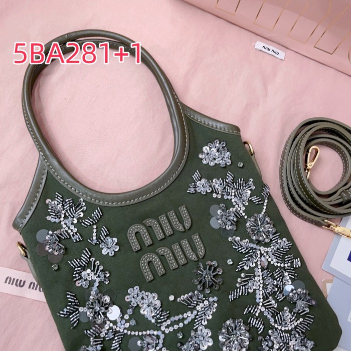 5BA281 miu new beaded embroidered ivy bag