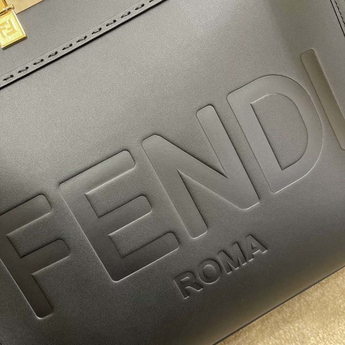Fendi Women Sunshine Medium Leather Shopper-Black