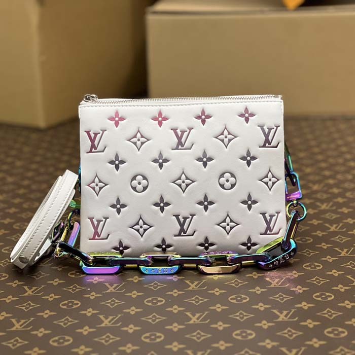 Louis Vuitton LV SKI Women Coussin BB Handbag Gray Lambskin Calf-Leather