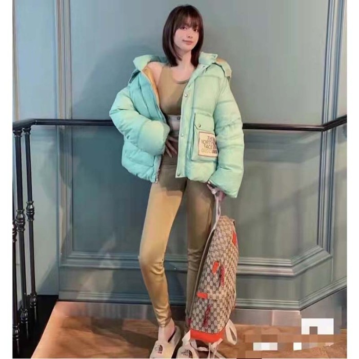 Gucci Unisex The North Face x Gucci Backpack Beige Original GG Canvas Orange Leather