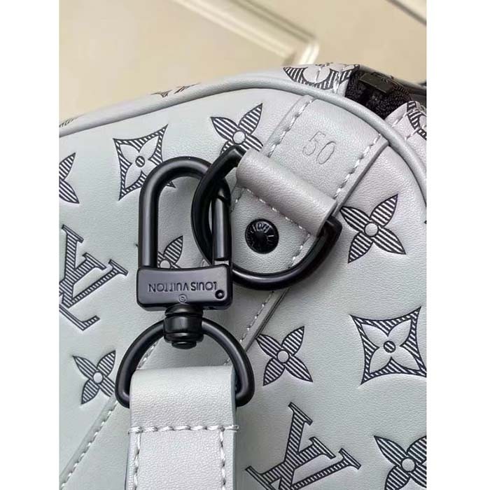 Louis Vuitton LV Unisex Keepall Bandoulière 50 Bag Anthracite Gray Monogram Shadow Calf Leather