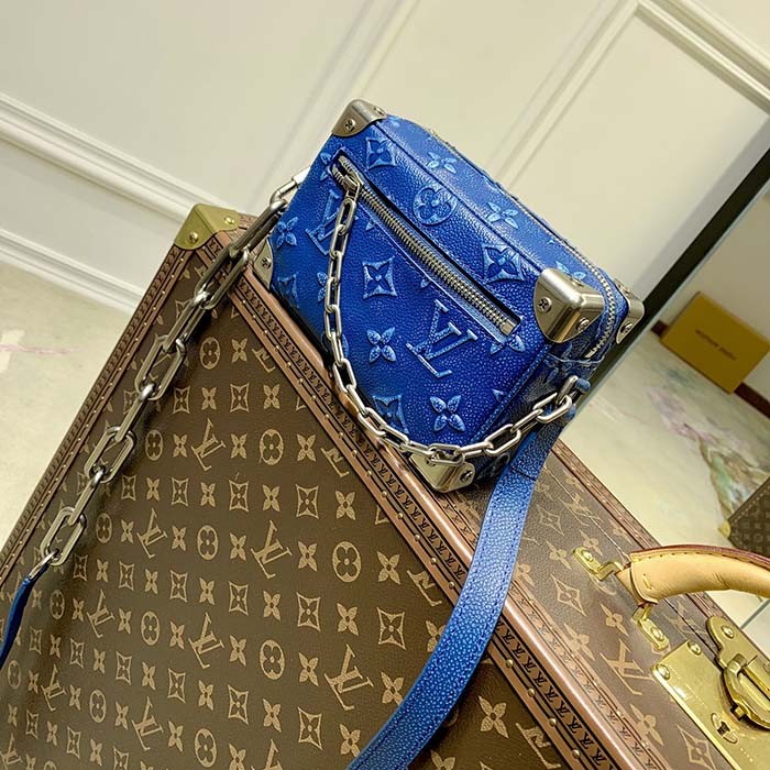 Louis Vuitton LV Unisex Mini Soft Trunk Denim Blue Cowhide Leather