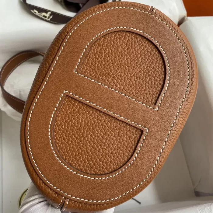 Hermes Women In the Loop 18 Handbag Clemence Leather-Brown/Gold